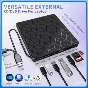CD롬 플레이어 7 in 1 USB30 C CD DVD 레코더 외장형 버너 드 휴대용 리더기 노트북 데스크탑 노트북용