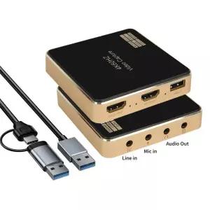 캡쳐보드 4K60Hz HDMI 호환 캡처 카드루프 아웃 USB 30 2K144Hz 비디오 녹화 마이크라인 PC 오디오 출력