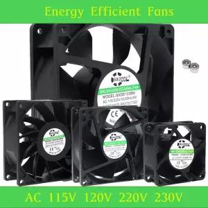 램방열판 EC 브러시리스 쿨링 팬 AC 110V 120V 220V 240V 듀얼 볼 베어링 2 선 60mm 70mm 80mm 92mm 120mm