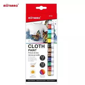 천아트물감 천물감 옷물들이기 MOTARRO 12색상자 패브릭 페인트 세트 의류 캔버스 신발 그림 섬유 12ml