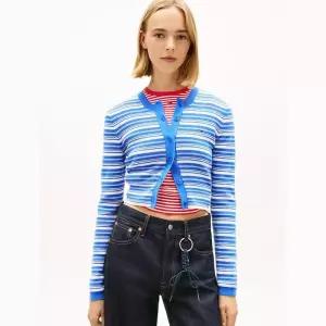 매장정품 TOMMY JEANS 타미진스 여성 크루넥 스트라이프 가디건 (T32G1KCD36TWT1) 1624294