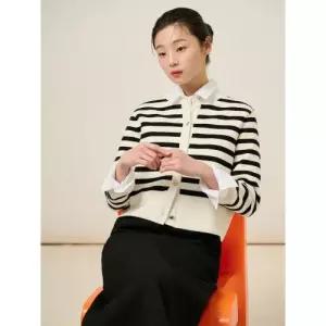 빈폴 레이디스 코튼 스트라이프 카디건 아이보리 (BF525AC010) 니트 여성카디