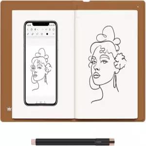 배터리 없는 펜이 장착된 HUION 노트 2-in-1 디지털 노트북 드로잉 태블릿 메모 작성 아트 및 회의용