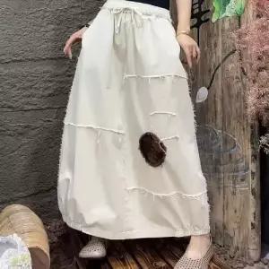 스커트 여자 봄 패치 퍼 필수템 밴딩 A라인 예쁜 트리밍 허리 인기1