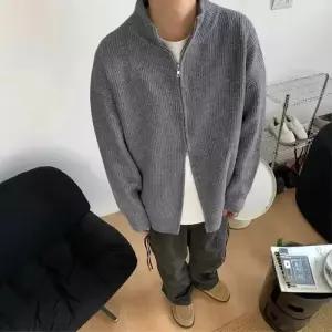 남자 니트 캐주얼 댄디 폴라 양 집업 하이넥 카디건 SPO마켓1