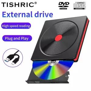 CD롬 플레이어 TISHRIC 휴대용 USB 30 외장 DVD RW CD 라이터 드 리더 맥북 노트북 데스크탑 PC용