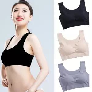 와이어리스 브라 편한 심리스 스포츠 수면 뽕 무봉제 노와이어브라탑 (W444E95)