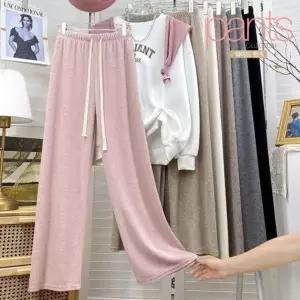 언리얼 기모 벨벳 밴딩 와이드 팬츠 여성 겨울 통바지 기모슬랙스 겨울바지 (WD33505)