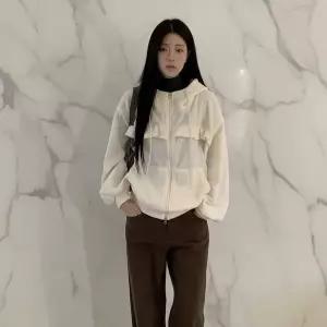 [하프클럽/]여성 루즈핏 프릴 기모 후드 집업 투웨이