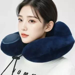 U자형 기내용 목베개 장거리 여행용 에어펌프 공기주입 파우치포함