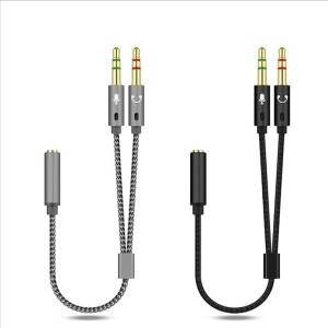 컴퓨터 용 헤드폰 분배기 케이블 3.5mm 여성 2 남성 잭 마이크 오디오 Y 어댑터 Aux