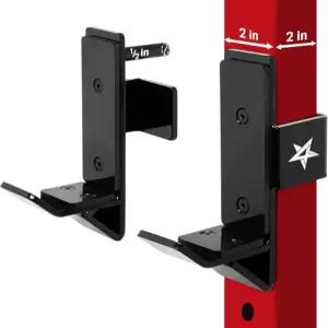 Yes4All 파워 랙 J-Hooks & Attachments - 가정용 헬스장용 2x2 및 3x3 랙과 호환되는 헤비 듀티 바벨 홀더 E. J-Hook 2''x2'' with