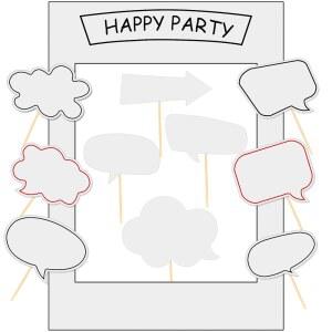 18 빈 사진 부스 소품 블랙 칠판 프레임과 버블 DIY 생일 파티 용품 화이트