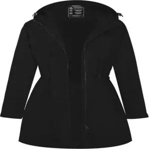 아틀라스라바 레인 재킷 여성 방수 롱 레인코트 후드 경량 바람막이 아웃도어 코트 S-3XL Small Black