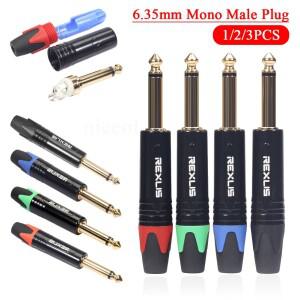 6.35mm 모노 잭 남성 플러그 커넥터 DIY 납땜 일렉트릭 기타 사운드 카드 마이크 용  오디오 케이블