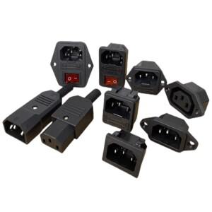 검정색 IEC320 C13 C14 AC 전원 패널 소켓 PDU UPS 재배선 가능 플러그 전기 배터리 콘센트 도킹 10A 250V