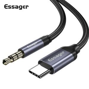 Essager USB C Aux 잭 어댑터 스피커 및 헤드폰 3.5mm 오디오 분배기 3 5 케이블  화웨이호환 샤오미호환