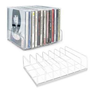필빈든 2개 투명 릴 CD 홀더 DVD/CD 디스플레이 랙 및 보관함 비닐 레코드 미디어 선반 보관 정리를 위한 최대 14 표준 케이스 가능