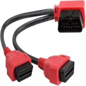 iKKEGOL 30cm12 직각 OBD2 II Y 스플리터 케이블 남성용 및 여성용 J1962 포트 코드 어댑터레드
