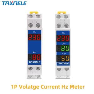 Din 레일 18mm 전압 전류 HZ 미터 AC 80-500V 220V 380V 100A 모듈형 LED 표시기 디지털 볼트 테스터