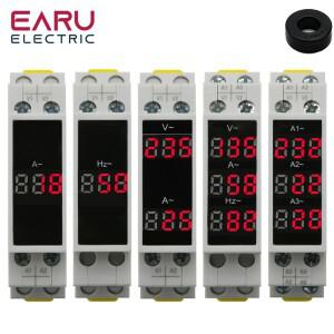 DIN 레일 18mm 전압 전류 HZ 미터 AC 80-500V 220V 380V 100A 모듈식 LED 표시기 디지털 테스터