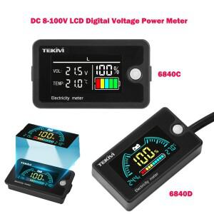 DC 8-100V LCD 디지털 전압 전력계 삼항리튬 철산성 배터리 용량 표시기 온도 경보 기능이있는