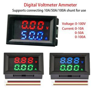 DC 4-30V 10A 50A 디지털 전압계 전류계 0-100V 측정기 테스터 LED 듀얼 게이지