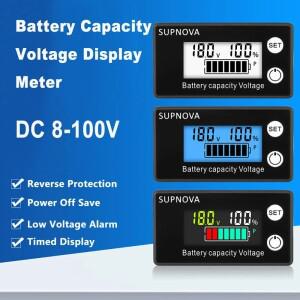 DC8-100V 배터리 용량 표시기 전압 테스터 12V 24V 48V 납 산성 리튬 LiFePO4 LCD 디지털 fr 자동차 오토바
