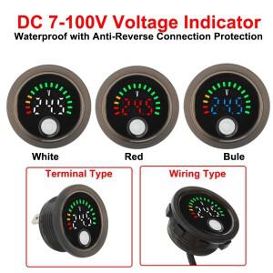 산성리튬 배터리 보트 오토바이에 대 한 미니 12V 2A 라운드 LED 디지털 전압 표시기 모니터 백라이트 방수