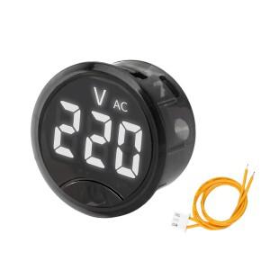 원형 LED 디지털 디스플레이 전압계 테스터 헤드 역방향 연결 보호, 트리밍 가능, AC 50 ~ 265V