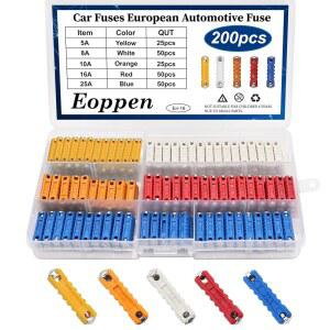 Eoppen 200Pcs 어뢰 퓨즈 유럽 자동차 구색 키트 5A 8A 10A 16A 25A 구 스타일 클래식카용