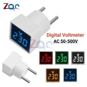 미니 범용 사각형 전압계, LED 디지털 AC 50-500V 전압 전류 표시기, 자동차 볼트 앰프 테스터 감지기