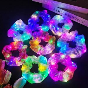 8Pcs 라이트 인어 스크런치 소녀와 위한 글로우 헤어 멀티 모드 네온 슬럼버 파티를 인 더 다크 액세서리