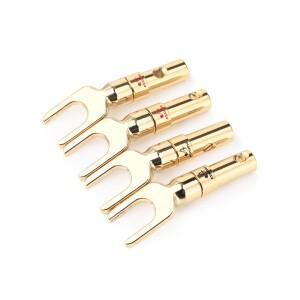 순동 금 도금 Y 플러그 스피커 커넥터  HIFI 케이블 와이어 어댑터  8 개