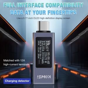 KWS-2301C USB Type-C 테스터 DC4-30V 0-12A 전류 전압 모니터 디지털 전력계 휴대폰 충전 감지기