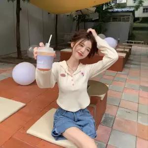 볼사스 여친 살구색 티 셔츠 숏탑 귀엽고 봄가을 후드 깜찍한 긴팔 ADOR3