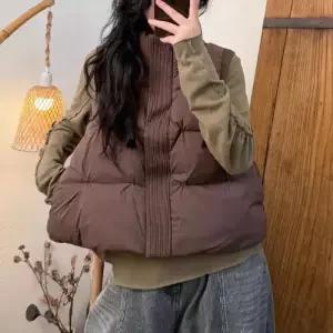 여자 빈티지 캐주얼 좋은 활용도 패딩조끼 올오버 하이넥 조끼 패딩 SPO마켓1