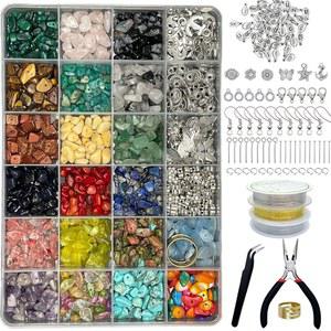 Xmada 주얼리 제작 용품 키트 - 1587 PCS 비즈, 크리스탈 플라이어, 비딩 와이어, 귀걸이 후크, 반지, 소녀 및 팔찌