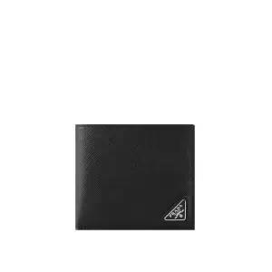2MO513 QHH F0002 사피아노 가죽 메탈 로고 반지갑 블랙