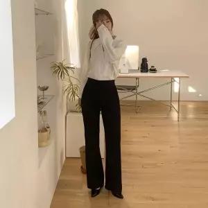 [하프클럽/]여성 버튼 없는 밴딩 와이드 부츠컷 슬랙스