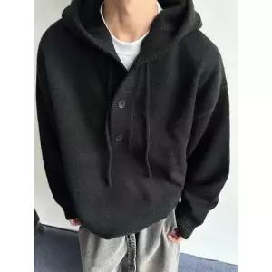 남성용 빈티지 후드 스웨터 카디건 풀오버 커플 반 집업 MODU1