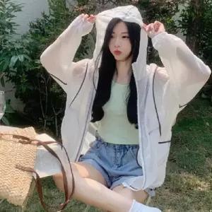 [블로썸스틸][블로썸스틸] LL-O126 오버핏 시스루 후드 바람막이 (15789876A)
