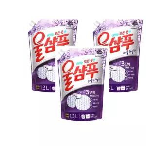 애경 1.3L 3개입 섬유세제 퍼플락세제 퍼플락 울샴푸1.3L리필 3개입