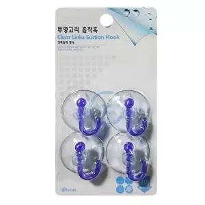 고품질 플라스틱 투명고리 흡착후크행거 4P 큐방 흡착판 행어 행거옷걸이 W14CFA7