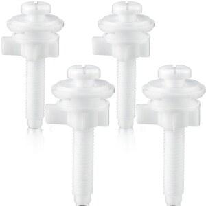 Jetec 4 변기 나사 교체 키트 플라스틱 볼트와 너트 및 상단 고정용 와셔 부품 흰색