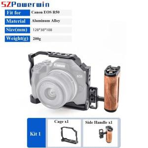 Canon EOS R50 카메라 케이지 용 Powerwin 나무 손잡이 키트 알루미늄 합금 다기능 Arri 위치 나사