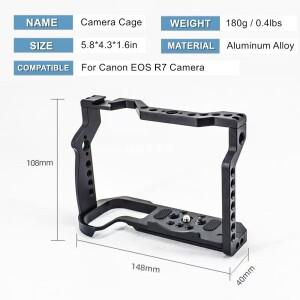 캐논 EOS R7 카메라 케이지 호환, 콜드 슈 마운팅 및 1/4'' 3/8'' 나사 구멍 삼각대용 아르카-스위스 QR