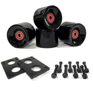 LOOEEL 70mm 롱보드 휠 80A에는 ABEC 9 베어링 및 스페이서 스케이트보드 라이저 패드 하드웨어 나사 볼트가 포함되어 있으며 스케이트보드에