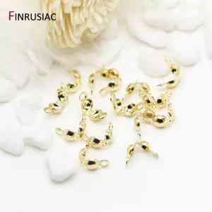 올챙이캡 3mm4mm 14K 금 황동 칼로트 크림프 비즈 팁 매듭 커버 클램쉘 폴드오버 쥬얼리 제작