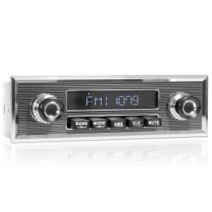 클래식 차량용 블루투스 레트로 라디오 싱글 딘 빈티지 스테레오 AM FM 튜너 USB AUX 입력 서브우퍼 RCA 출력